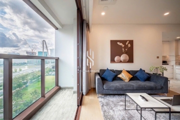 the galleria the metropole 2 bedroom apartment for rent with modern furnishings and an elegant river view